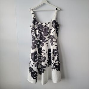 White House Black Market womens Satin Square Neck Fit-and-Flare Dress szie 10